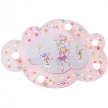 Lámpara de Techo LED Princesa Lillifee Nube Rosa con 5 E14 y 40 LEDs