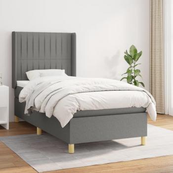 Cama box spring con colchón tela gris oscuro 100x200 cm Vidaxl Gris