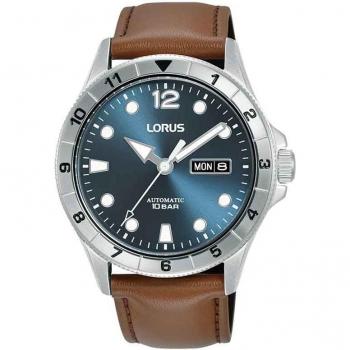 Lorus - Reloj de hombre Sport man RL469BX9 automático con correa de piel marrón y esfera negra.