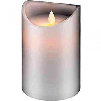 Candela LED de Cera Real Blanca 10x15 cm con Función de Temporizador y Efecto de Llama Real