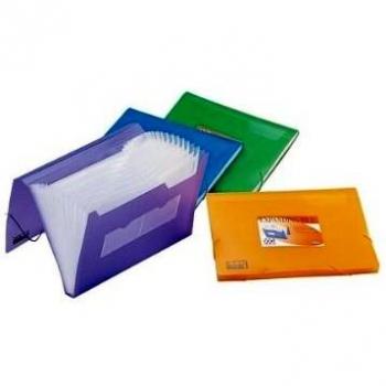 Liderpapel Carpeta Clasificador Fuelle 32182 Polipropileno Din A4 Azul Serie Frosty 13 Departamentos