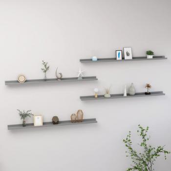vidaXL Wall Shelves 4 pcs Grey 115x9x3 cm