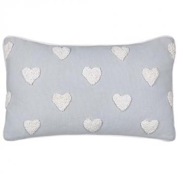 Cojín decorativo de algodón gris 30 x 50 cm con estampado de corazones bordados Gazania