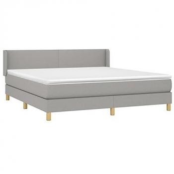 Cama Box Spring con Colchón Tela Gris Claro 160x200 cm