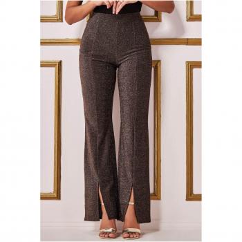 Goddiva Wide Leg Lurex Trouser - Bronze - Size 10 UK