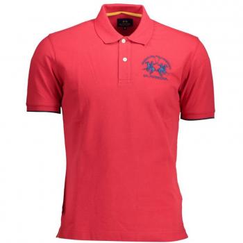 La Martina Elegant Pink Polo Shirt for Men - Size S, Casual Luxury, Contrast Embroidery