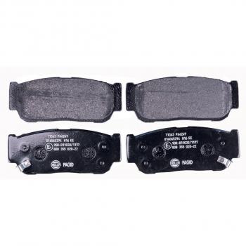 Juego de pastillas de freno HELLA 8DB 355 020-221 con aviso acústico de desgaste, cuatro pastillas por set, compatible con KIA y SSANGYONG