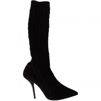 Dolce & Gabbana Black Stretch Socks Knee High Booties Shoes - EU38/US7.5