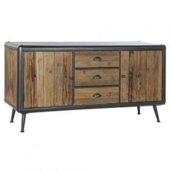 Aparador DKD Home Decor 144 x 45 x 75 cm de Abeto Natural y Metal Gris Claro