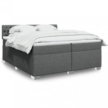 Cama box spring de muelles con colchón gris oscuro 200x200 cm Tela Vidaxl