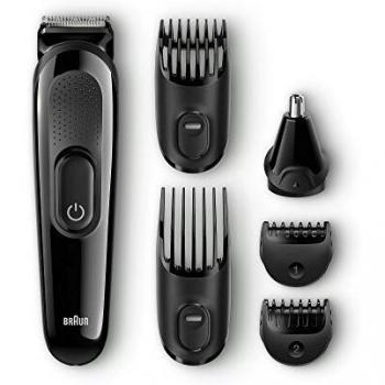 Braun MGK3020 Multi-Groomer Cortapelos y Afeitadora Corporal, 6 en 1, Lavable, con LED y 13 Ajustes de Longitud, Negro