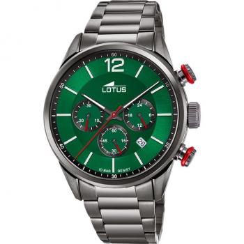 Reloj Lotus Chrono para Hombre 18686/4 con Esfera Verde y Correa de Acero Negro