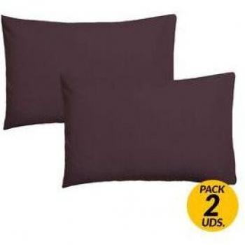 Set de 2 Fundas de Almohada Color Burdeos 100% Algodón 200 Hilos Tamaño 50x90 cm