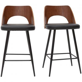 Set de 2 taburetes de cocina de diseño negro y nogal 66,5 cm FALCOM