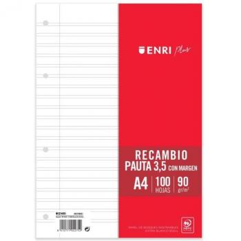 RECAMBIO 100H A4 PAUTA 3.5 C/MG 90GR ENRI