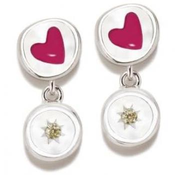 Pendientes Agatha Ruiz de la Prada 925m Plata Ley DIDO niña 17 mm, dos piezas corazón esmaltado