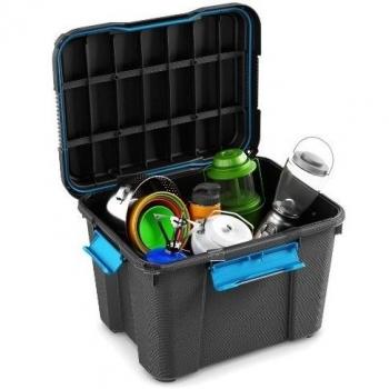 Loft de la de buceo Buceador de buceo caja de plástico caja negro tronco de almacenamiento - 43 litros - Ideal para bodega garaje almacenamiento. Tamaño mediano, negro, mediano