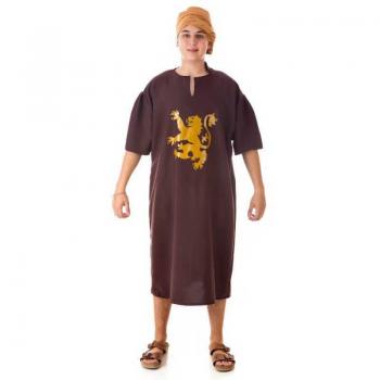 Disfraz de Adulto Túnica Medieval con Emblema de León Marrón