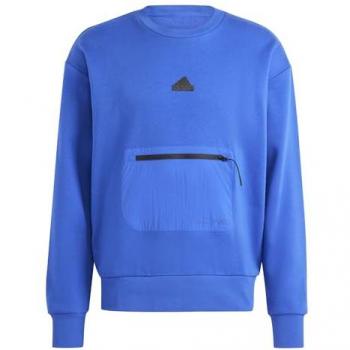 Sudadera de felpa adidas City Escape para hombre azul semi brillante