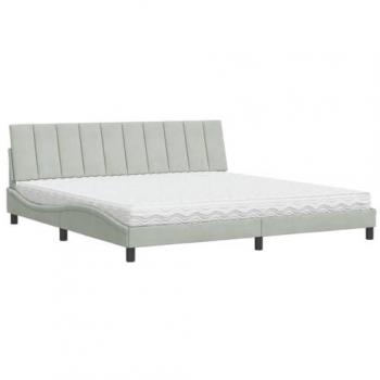 Cama con colchón terciopelo gris claro 200x200 cm