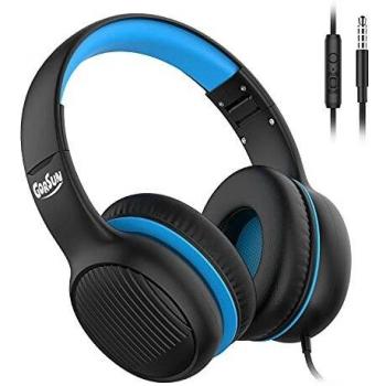 gorsun Premium A66 Auriculares para niños con Volumen Limitado de 85dB / 94dB, micrófono HD en línea, Audio compartido, Auriculares Plegables para niños pequeños, Ajustables