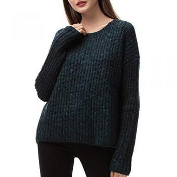 Woolen Bloom Jersey Punto Mujer Camiseta Manga Larga Sueter Invierno Jersey Basico Suelto Jerseys Cuello Redondo Casual Sudadera Mujer Otoño