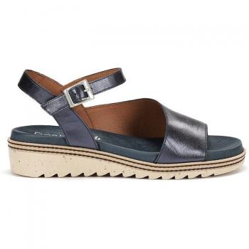 Sandalias de cuña de mujer de piel con adorno