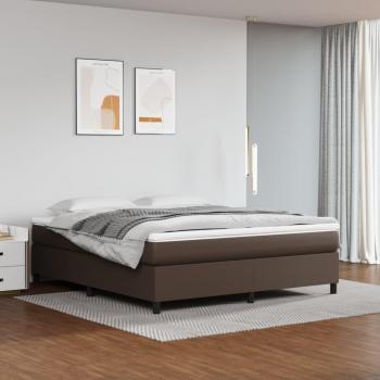 Cama box spring con colchón de cuero sintético marrón 160x200 cm