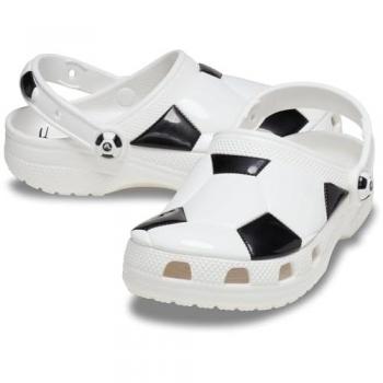 Crocs Classic Soccer Ball Clogs - White/Black, Size EU 20-21, Toddler Unisex