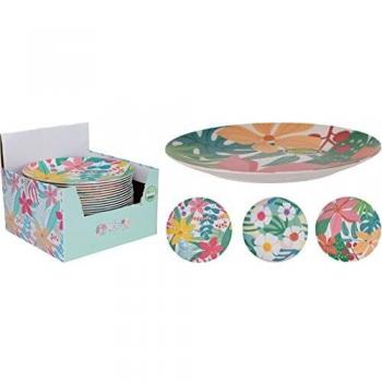 1 plato de melamina de 25 cm con flores surtidas