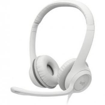 Logitech H390 Wired Headset for PC/Laptop, Off-white - USB Stereo Headset with Noise-Canceling Mic