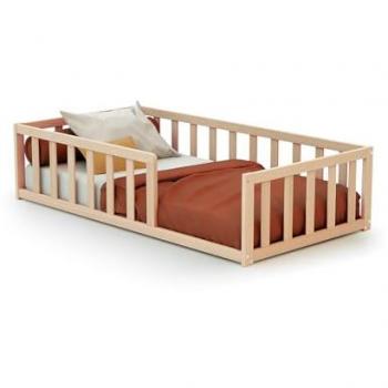 Lit infantil bajo de madera de Haya sin tratar 144x35x75cm