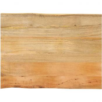 Mesa de comedor 80x60x3,8 cm bordes verdes en madera maciza de mango con tablero de borde natural color marrón