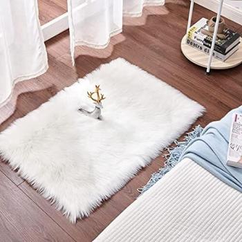 Cumay Piel de Imitación, Artificial Alfombra, excelente Piel sintética de Calidad Alfombra de Lana ，Adecuado para salón Dormitorio baño sofá Silla cojín