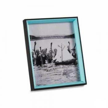 Marco de Fotos Cristal Negro Azul Madera MDF 6 Unidades 3 x 27 x 22 cm