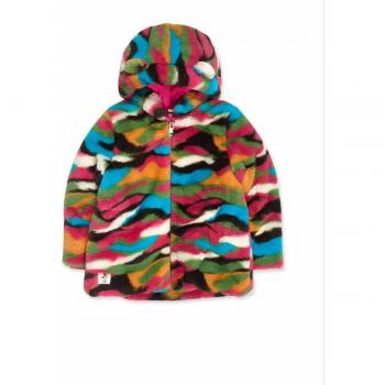 Abrigo de pelo de bebé niña multicolor con capucha Tuc Tuc