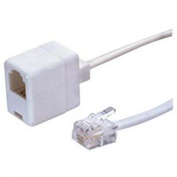 Prolongador de teléfono macho 6 posiciones / 4 contactos a hembra 6 posiciones / 4 contactos Electro Dh 39.095/4/550/M color marfil, longitud de 5.5 metros, código de barras