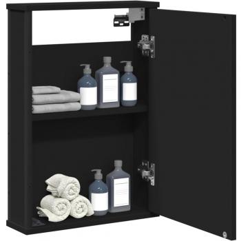 Armario con espejo de baño madera ingeniería negro 42x12x60 cm