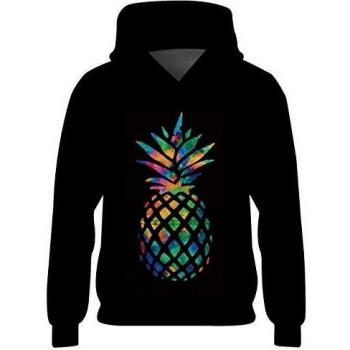 Freshhoodies Niño Niña Adolescente Sudadera con Capucha 3D Piña Juventud Capucha Sudadera Otoño Invierno Negra Suéter con Capucha Pull-Over Hoodies Tops 6-7 Años