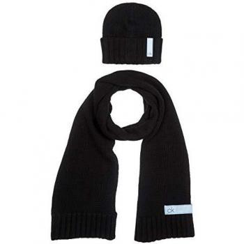 Calvin Klein K50k505185 conjunto bufanda, gorro y guantes, Negro