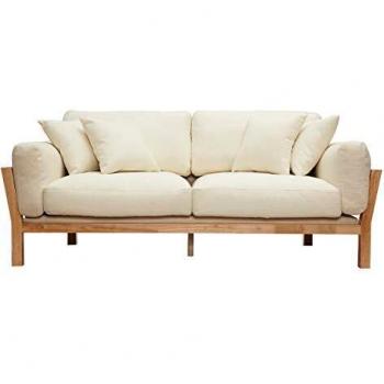 Sofá 3 plazas blanco crema patas madera KYO