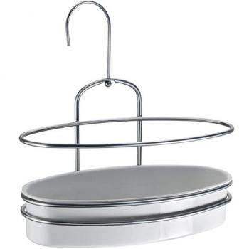 Metaltex JABONERA Ducha Orbit 1 CESTO, Blanco/Plateado, 26 x 13 x 17 cm