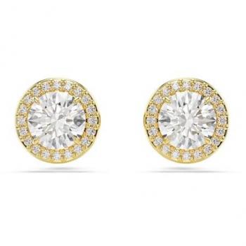Swarovski Una Gold Round Cut Stud Earrings