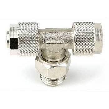 1/4 Thread T Fitting for 8mm ID - 11mm OD Tubing : Silver