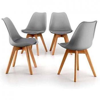 Set de 4 sillas nórdicas Greta, color gris