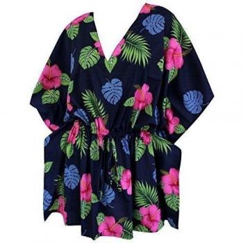 La Leela Likre Suave Aloha Traje Ropa De Playa Del Bikini Encubrir Caftán Vestido Azul Marino