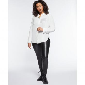 Leggings de piel sintética con goma plana en la cintura