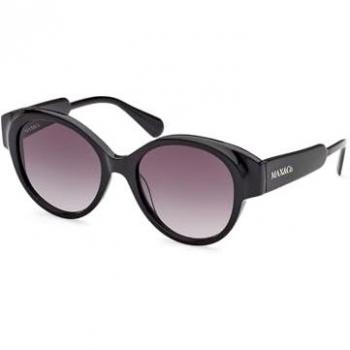 Max & Co. MO0076 01B Women's Sunglasses, Round, Shiny Black, 140mm