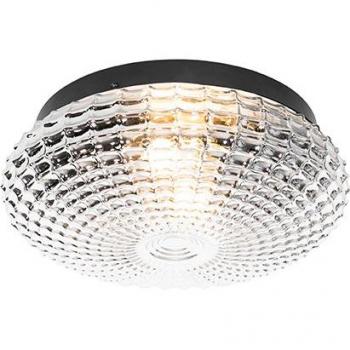 Plafón Clásico Negro con Cristal Ahumado 30 cm IP44 - Nohmi