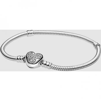 Pulsera Pandora Moments Serpiente Corazón Mickey de Disney.